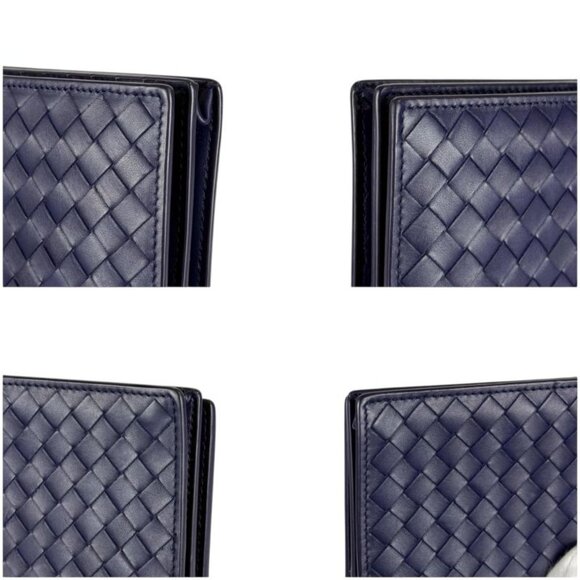 Bottega Veneta Bifold Long Wallet Intrecciato Leather Navy Long - Picture 5 of 11